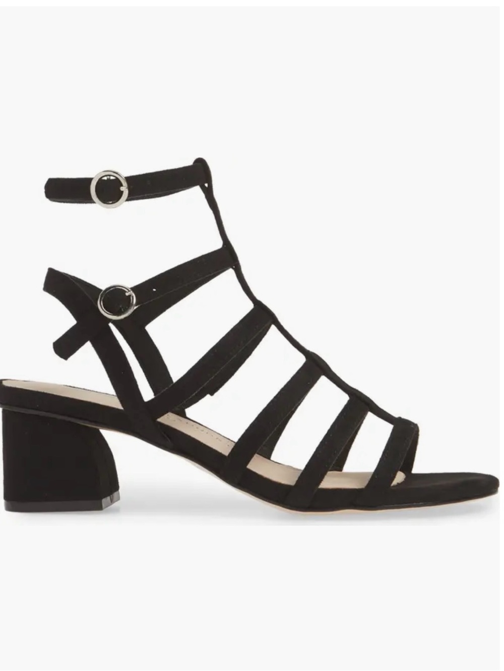 Chinese Laundry Black Strappy Low Block Heel Sandal